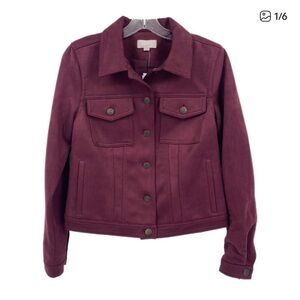 LOFT Maroon Pockets Faux Suede Jacket | New With Tags NWT SZ XS
